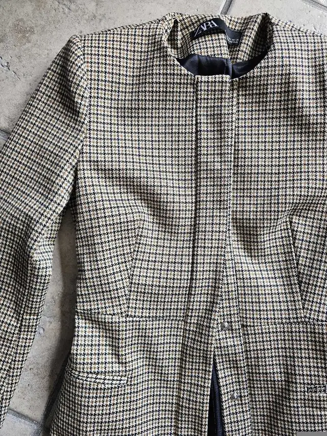 ZARA HOUNDSTOOTH FROCK COAT Ecru Brown SIZE XS MISSING BELT in Women's - Tops & Outerwear in Laval / North Shore - Image 7