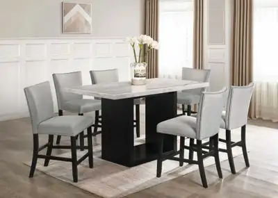 New Pub Style Marble Dining Table With chairs. , View more