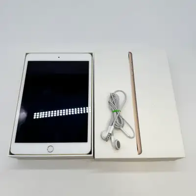 The iPad is fully functional, factory reset, and ready for new owner setup (Hello screen shown). Tou...