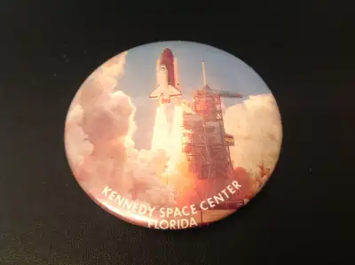 KENNEDY SPACE CENTER FLORIDA PIN BACK BUTTON (1980's), View more