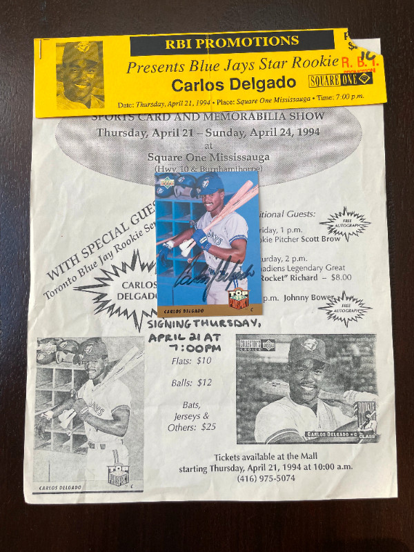 Carlos Delgado Autographed Upper Deck 1993 Top Prospect Toronto in Arts & Collectibles in Mississauga / Peel Region - Image 4