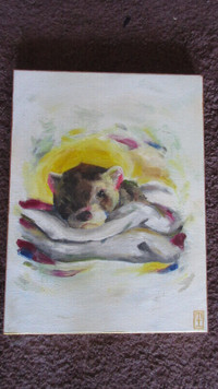 oil painting ferret original