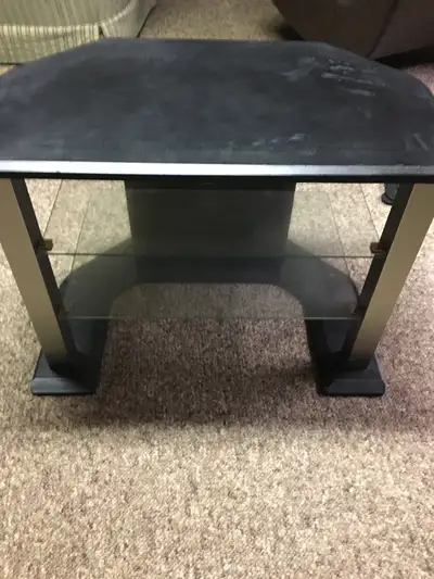 TV Stand.  Beautiful black TV stand with two shelves, View more
