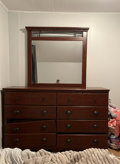 Solid wood 8-drawer dresser + mirror, View more