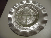 Silver & Glass Serving Dish  2 Piece Set New