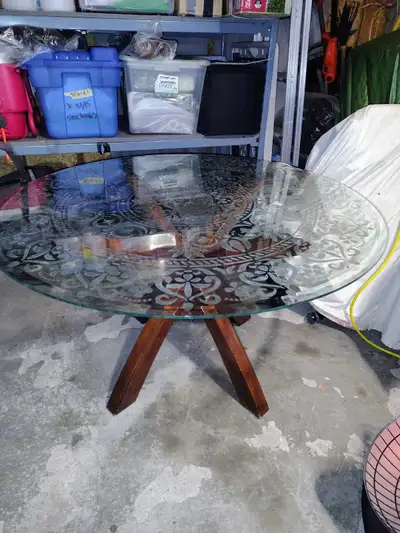 Superior Quality Etched Glass Dining Table , View more