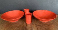 Vintage Melmac Set of 2 Footed Bowls and 2 Small Tumblers
