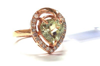 14k Pink Gold Ring Rare Zultanite Changing Color and Diamonds