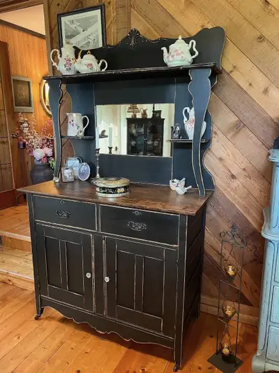 Restored&Refinished Antique OAK Buffet/Hutch, Distressed & MORE, View more