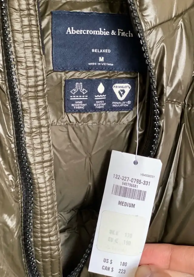 Abercrombie & Fitch Puffer Primaloft Jacket Mens Olive Green Si in Men's in Mississauga / Peel Region - Image 5