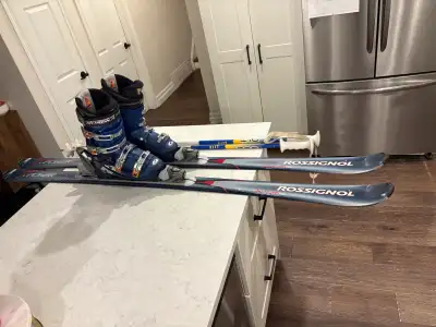 Downhill ski set 170cm skis with 27/27.5 boots and poles , View more