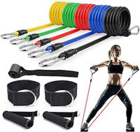 11 PIECE FITNESS RESISTANCE HOME EXERCISE BANDS SET