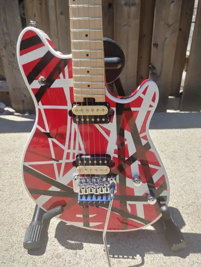 EVH Wolfgang Striped Red White Black Replica Heavily Upgraded!, View more
