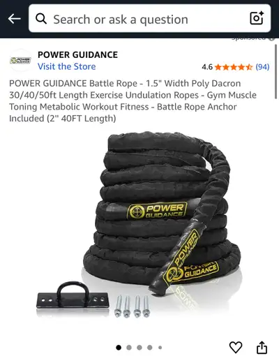 Power Guidance Battle Rope 50 foot, View more