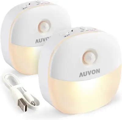 AUVON Rechargeable Mini Motion Sensor Night Light 2PACK, View more