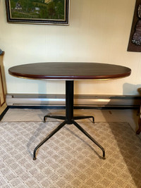 Mid Century Oval Dinner Table Steel Veneer Surface