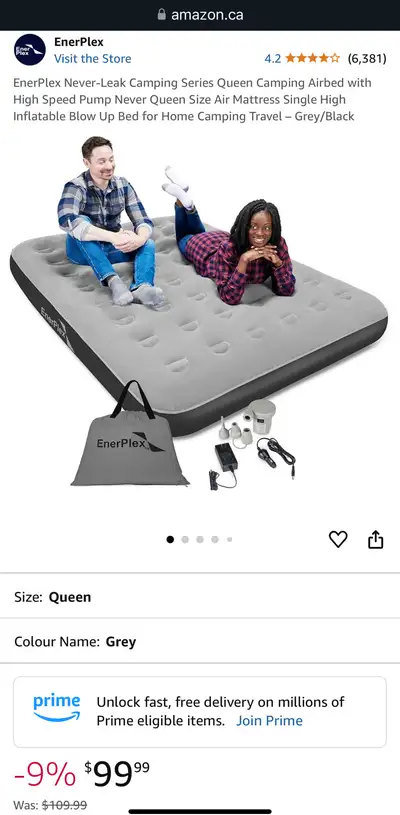 New Enerplex Queen Airbed with Pump, View more