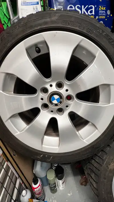 BMW E90 OEM rims in excellent condition with Altimax Arctic (highly rated) snow tires. NO curb rash...