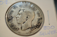 1942 Canada 50 Cents Silver Coin. Error Coin.