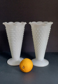 Vintage milk glass, large, vases
