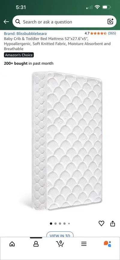 Crib mattress, mattress protector and 2 sheets, View more