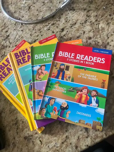 5 for $3. Beginner Bible stores. Noah Ark etc