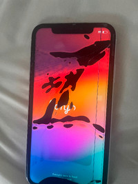 Broken iPhone XR. Screen damage, battery, and gps need fixing.