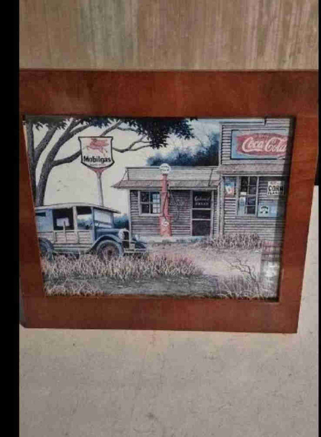 Vintage Gas Station Framed Print in Arts & Collectibles in Sarnia