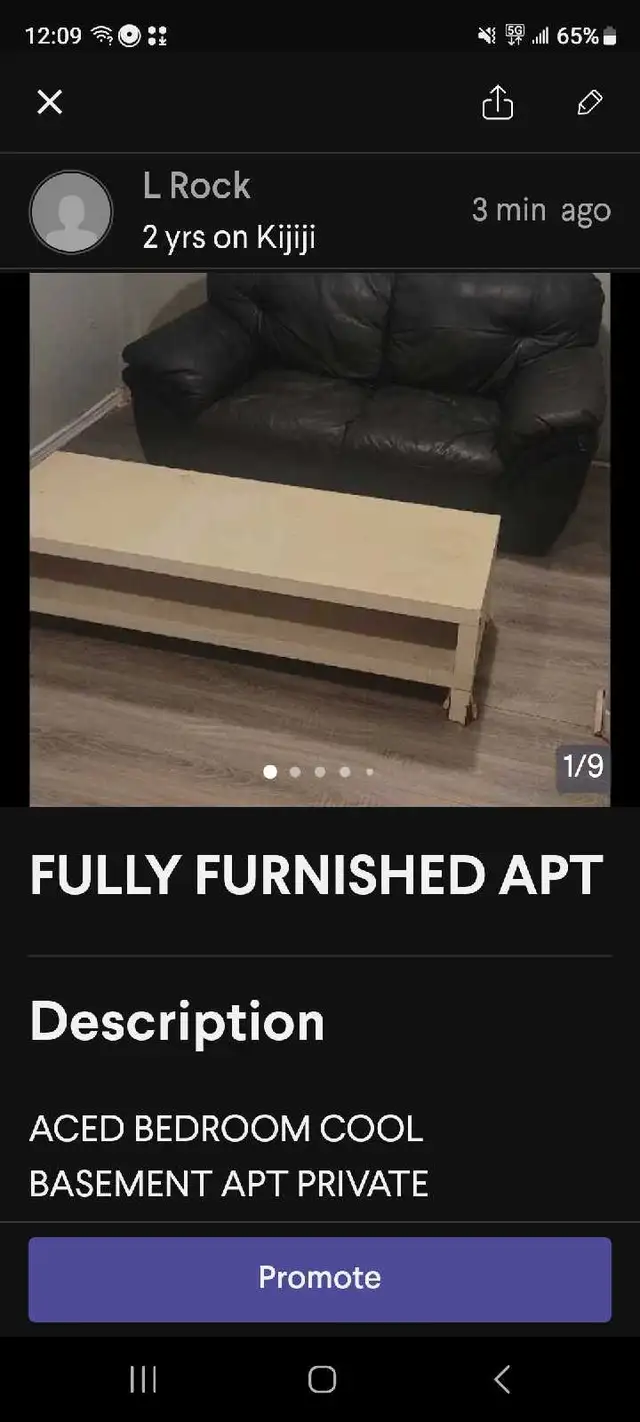 1,100 FURNISHED ONEBEDROOMAPT
