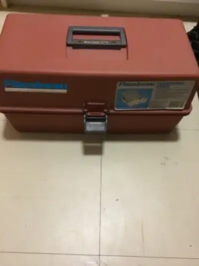 Fishing tackle box, lures, accessories over 35 years old, View more