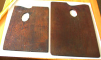 VINTAGE 1930'S WOOD ARTIST PALETTES AND TRIANGELES