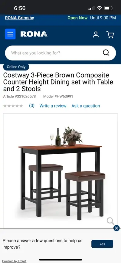 3-Piece CounterHeight Dining Set- BRAND NEW IN BOX, View more