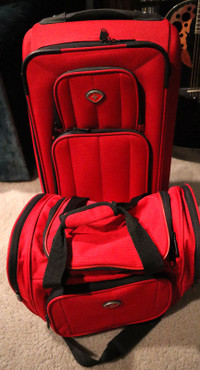 LUGGAGE 2 PIECE - 22” CARRY ON, SWISS TECH  + DUFFLE BAG, RED
