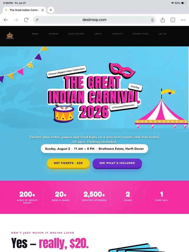 the great Indian carnival 2 tickets