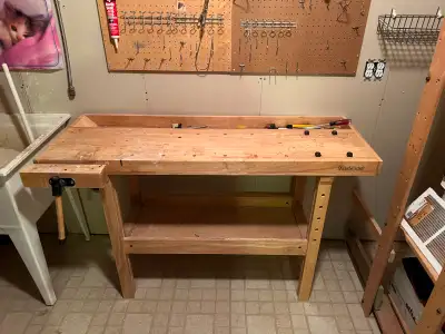 Mastercraft wooden work bench, View more