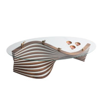 Wave Glass Centre Coffee Table, Shell Design, Tempered Glass