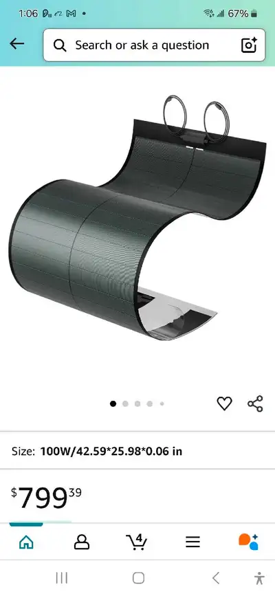 BougeRV Yuma 100w compact cigs thin film flexible solar panel the most flexible solar panel with tap...