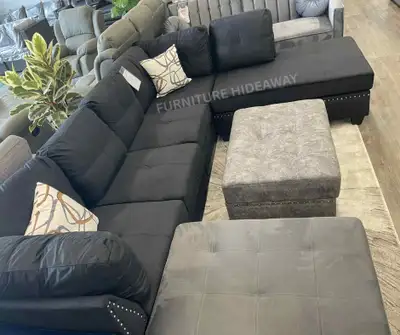 WIDE SECTIONAL COUCH- SMOOTH SUEDE FABRIC , View more