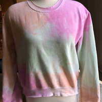 Dreamsicle Medium Pink Yellow Tie Dye Lounge Sweatshirt Top