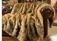Brand New QlucksteinHome Henley Faux Fur Throw Blankets 50”x70”L