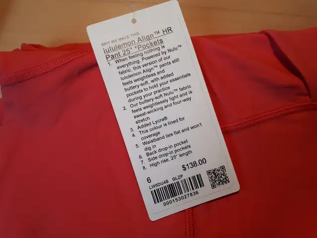 Lululemon leggings. Brand new with tag. Size 6. Pink in Women's - Bottoms in Delta/Surrey/Langley - Image 5