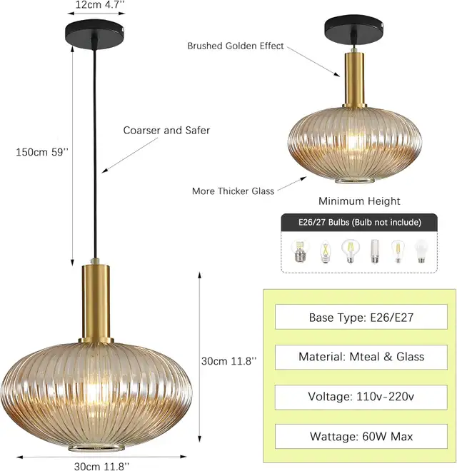 I-xun Pendant Light Fixtures Modern Pendant Lighting for Kitchen in Indoor Lighting & Fans in Gatineau - Image 6