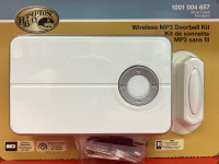 (NEW) Wireless MP3 Door Bell Kit WHITE (Hampton Bay CH-7830-03)
