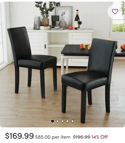 Black Faux Leather Dining Chairs (Set of 2), View more