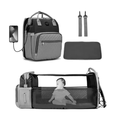 GREY Backpack for Baby Items & Extendable Crib, View more