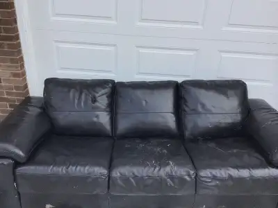 I deliver! Very cheap old black couch, View more