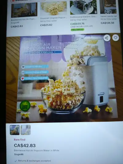 Brentwood hot air popcorn maker, View more