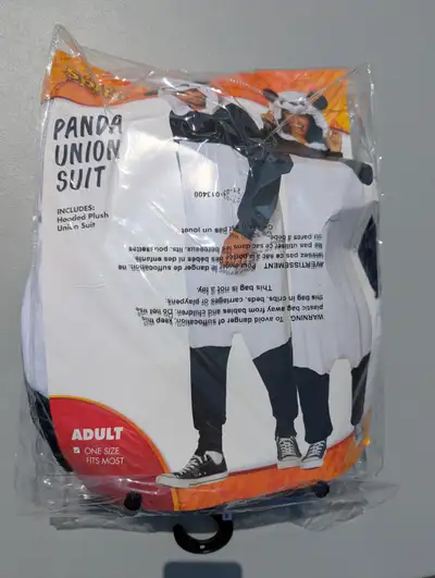 New, unused: Halloween Adult Panda Jumpsuit Costume Excellent condition, still unopened Spirit of Ha...