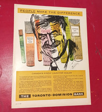 1961 TORONTO-DOMINION BANK AD WITH STEPHEN LEACOCK  VINTAGE TD