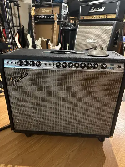 Up for sale is a 74 Fender Twin Reverb Silver face 2x12 combo. A work horse of an amp. Takes pedals...